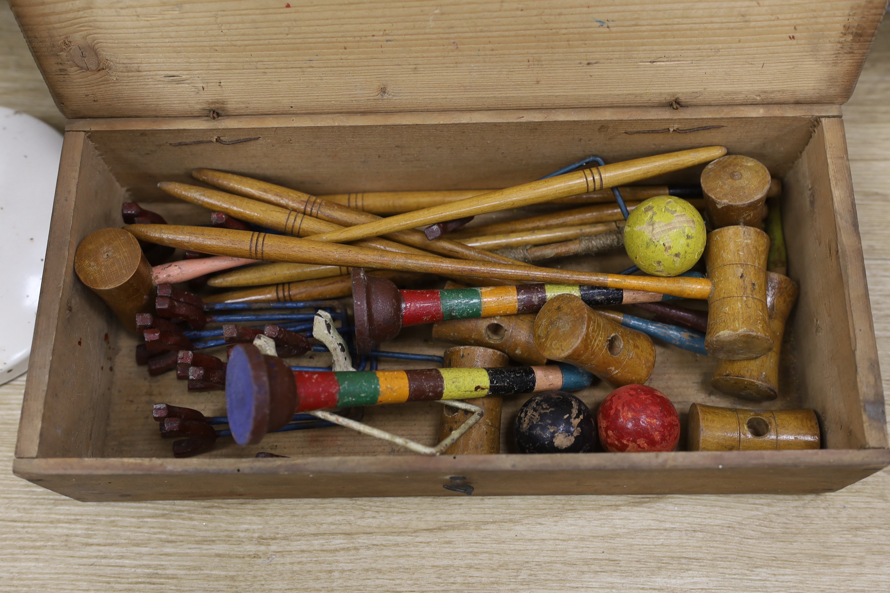 An anglepoise lamp and a table croquet set